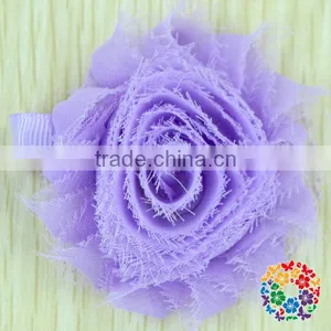 2015 Wholesale Beautiful Purple Artificial Chiffon Flower Shabby Flower Hair Clips For Kids & Girls thumbnail-2