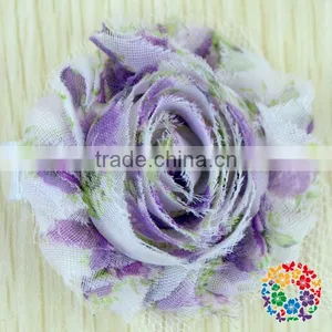 Orange Shabby Flower 2015 New Design Wholesale Beautiful Flower Chiffon Shabby Flower With a Clip thumbnail-4