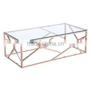 High Quality Metal Type Stainless Steel Large Square End Tables With Rose Gold Metal Frames thumbnail-1