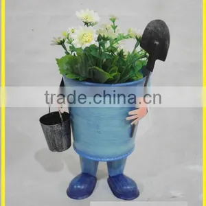 YS11953 Funny Metal Decorative Flower Pot With Foot Handmade Plant Pot thumbnail-4