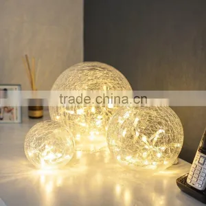 Set of 3 Battery Operated Crackled Glass Warm White Christmas LED Fairy Light Balls thumbnail-1