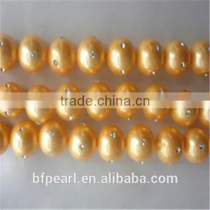 8mm River Pearl Jewelry Orange Shell Pearls Beads With 4 Crystal Beads thumbnail-1