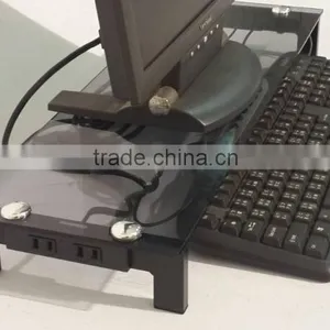 Functional Tempered Glass Laptop Rack Monitor Riser Laptop Stand With USB Hubs thumbnail-2
