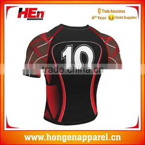 Hongen Apparel Practice Wear 2016 Hot Sale Breathable All Printing Black Color Sublimation Men Rugby Jersey thumbnail-2