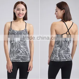 Lady Clothing Custom Digital Printing Stringer Yoga Tank Top thumbnail-3