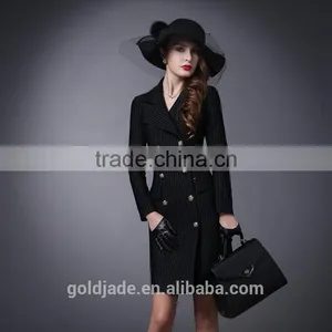 High Quality Elegant Name Brand Winter Long Trench Coats for Woman thumbnail-1