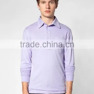 100% Cotton Custom Long Sleeve Golf Tee Plain Shirts Men Polo T-shirt thumbnail-2