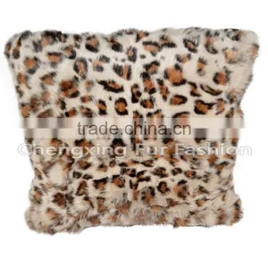 CX-D-93 Leopard Print Home Decoration Fashion Rabbit Fur Cushion Cover thumbnail-2
