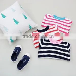 2106 New Tidal Range - Striped Girls Pure 100% Cotton Sweater Wholesale thumbnail-4