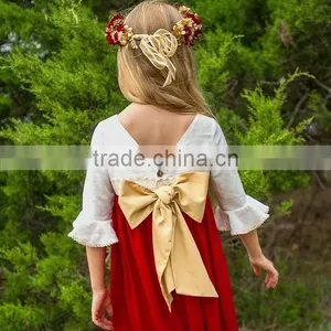 Little Gilrs Christmas Boutique Baby Kids Red Lace Ruffle Christmas Party Dresses thumbnail-3