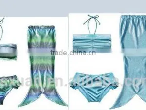 2017 Sexy Swimwear Custom Girl's 3pcs Mermaid Tail Rainbow Princess Bikini Children Bathing Suit Child Cute Swimsuit Kids thumbnail-2
