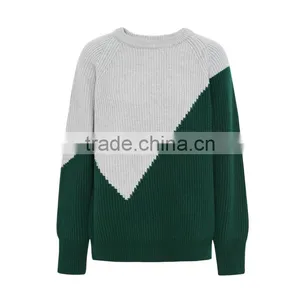 Women Geometric Design Sweater 2017 New Style Green Color Pullover Sweater thumbnail-5