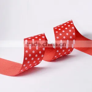 Grosgrain Dot Ribbon 7/8 Inch Red With White Dots thumbnail-2