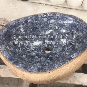 Yellow River Stone Mosaic Sinks,Mosaic River Stone Basins, Stone Sinks thumbnail-2