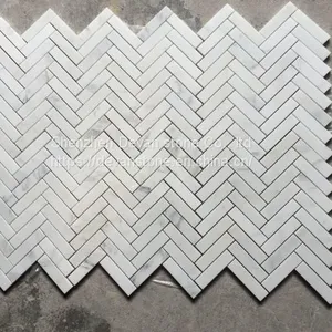 Oriental White Marble Herringbone Mosaic for Bathroom & Kithchen thumbnail-4