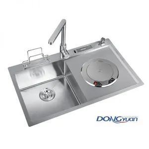 Guangdong Dongyuan Kitchenware 810×495×200mm POSCO SUS304 Stainless Steel Ultrasonic Cleaning Single Bowl Handmade Kitchen Sink (HA607-815020-R10) thumbnail-1