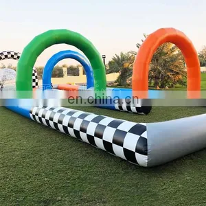 Inflatable Barrier Zorb Ball Race Track Fun Kids Go Kart Inflatable Speedway Race Car Track thumbnail-4