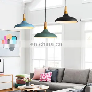Minimalist Aluminum Suspension Luminaire Decorative Hanging Light Wood Pendant Light for Kitchen Dinner Room thumbnail-5