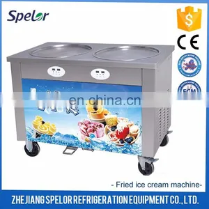 Highly-Efficient Fried Ice Cream Machine Double Flat Square Pan thumbnail-4