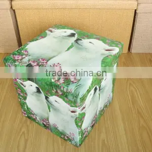 Store Extra Sheets Leather Pouffe thumbnail-4