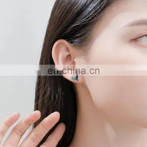 Custom Sterling Silver 925 Wholesale Pure Gold Jewelry Butterfly Hoop Earrings thumbnail-3