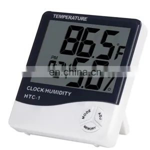 HTC-1 Digital LCD Electronic Thermometer Humidity Meter Hygrometer Weather Station Indoor With Alarm Clock thumbnail-1