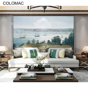 Custom 3D Pristine Tropical Forest Plant Wallpaper Boat Lake Painting Large Mural For Bedroom Living Room TV Background Wall Dropshipping thumbnail-2