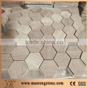 Light Emperador Mixed With Botticino Marble Mosaic thumbnail-1