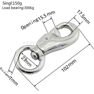 Marine Hardware 304/316 Stainless Steel Bull Swivel Snap Hook thumbnail-3