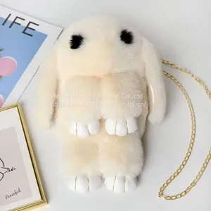 013New Faux Rabbit Hair Crossbody Bag, Plush Animal Backpack Faux Rabbit Hair Crossbody Shoulder for School Girls thumbnail-1