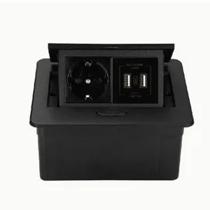 EU Double Floor Mounted Pop up Floor Socket Box thumbnail-2