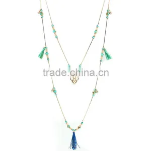 Chic Women's Mixed Corlors Tassel Beads Long Fashoin Necklaces Jewelry 2016 thumbnail-1
