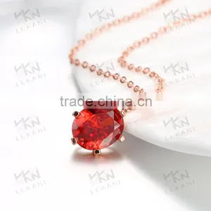New Design Women Necklace 2016,rose Gold Chain Necklace Red Zircon thumbnail-6