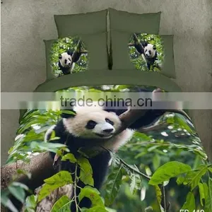 100% Cotton 3D Reactive Print Bed Cover Set Panda Design thumbnail-1