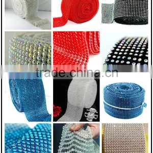 Top Quality Stetch Plastic Rhinestone Trim Net, Elastic Crystal AB Rhinestone Ribbon Sheet for Party Decoration thumbnail-1