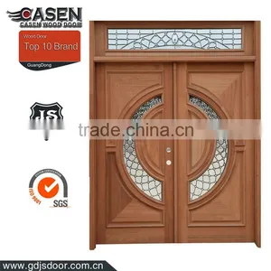 Exterior 100 % Mahogany Wood Double Entry Door With Transom thumbnail-1