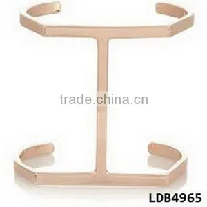 Single Bar Rose Gold Parallel Cuff Bangle Fashion Geometric Bangle China Manufucturer thumbnail-1