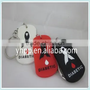 Custom MEDICAL ID DIABETIC Silicone Dog Tag Key Chain Ring 3 Colours thumbnail-2