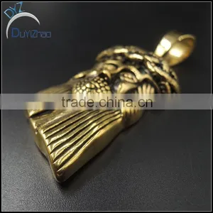 Stainless Steel Gold Plated Jesus Head Pendant thumbnail-3
