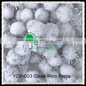 Discount School Supply Glitter White Pom Poms for Kids thumbnail-1
