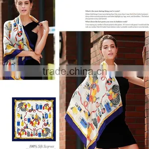 Customized Silk Satin Square Scarf With Perfume Pattern Quality Choice thumbnail-6