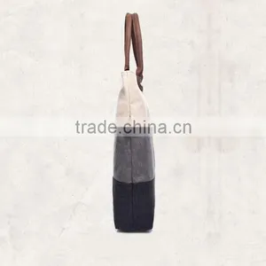 Hot Sale High Quality Fashion Cheap Standard Size Canvas Tote Bag Leather Handle GW835 thumbnail-4