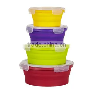 Silicone Collapsible Food Storage Containers,Multicolour 4 Pack Silicone Collapsible Food Storage Containers Medium Circular thumbnail-1