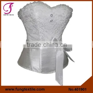 401901 Woman Satin Sexy Lace Wedding Shaper White Bridal Corset With Belt thumbnail-1