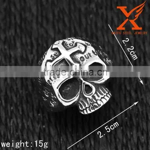 In Stock Stainless Steel Vintage Gothic Cross Silver Skull Ring thumbnail-2