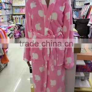 Super Soft Cheap Adults Flannel Ladies Printed Leopard Bathrobes thumbnail-2