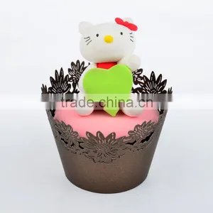 Laser Cut Shiny Peal Paper Cupcake Wrapper With Customized Designs thumbnail-3
