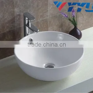 Ceramic Bathroom Art Basin Round Shape Single Hole White Clear Hot Sale wc Art Basin YB001 thumbnail-1