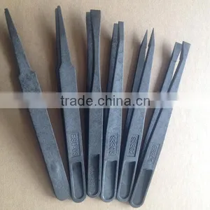High Quality Cleanroom Black Plastic Conductive Tweezer thumbnail-1