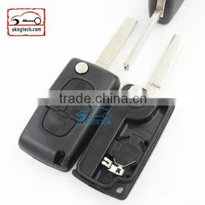 Good Price Peugeot 4 Button Flip Romote Key Shell for 308 Blank With Battery Place Car Key Peugeot 0536 Romote Key Shell thumbnail-1
